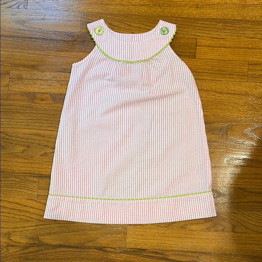 J. Khaki Pink and White Striped Girls' Dress